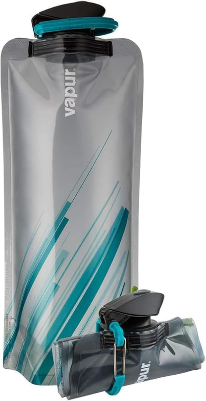 Vapur Collapsible Water Bottle with Carabiner - 34oz (1L), Night Blue - Flexible and Lightweight Water Bottle for Travel, Concert, Hiking, and Outdoor Adventures - BPA-Free, Dishwasher-Safe, Freezable
