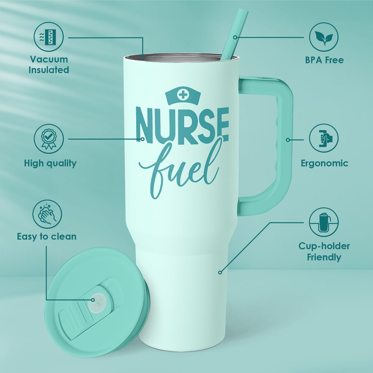 Floral Tumbler with Handle 40oz, Stainless Steel Insulated Tumblers Coffee Travel Mug Cup with Straw, Flower Coffee Cup Gifts for Women Girls, Gift for Her on Christmas Birthday Mothers Day