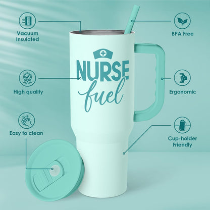 Floral Tumbler with Handle 40oz, Stainless Steel Insulated Tumblers Coffee Travel Mug Cup with Straw, Flower Coffee Cup Gifts for Women Girls, Gift for Her on Christmas Birthday Mothers Day