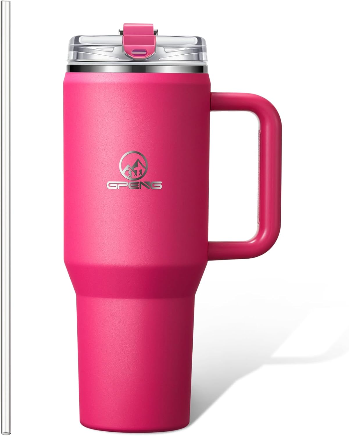 Gpeng 30/40/50 oz Tumbler with Handle, Water Bottles with Straw Lid, Insulated Stainless Steel Travel Mug Cup Holder Friendly, Keep Drinks Cold or Hot for Hours (LightGrey, 50 oz)