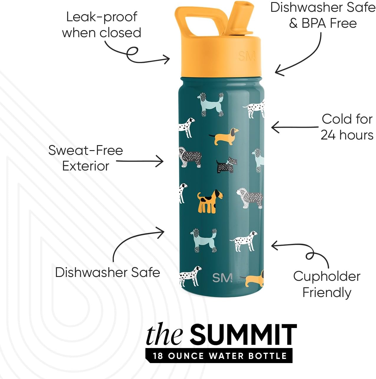 Simple Modern Kids Water Bottle with Straw Lid | 14oz Insulated Stainless Steel Kids Tumbler & Spill Proof Toddler Cup for School, Girls, Boys | Summit | Chloe Floral - Colors A