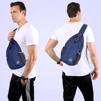 WATERFLY Crossbody Sling Backpack Sling Bag Travel Hiking Chest Bag Daypack (Black)