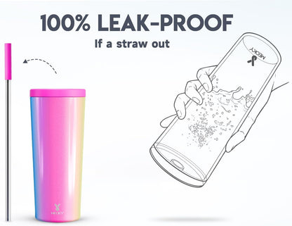 Meoky 24 oz Insulated Tumbler with Lid and Straw, Stainless Steel Vacuum Insulated Tumbler, Keeps Cold for 24 Hours, 100% Leak Proof, Fits in Car Cup Holder (Night)