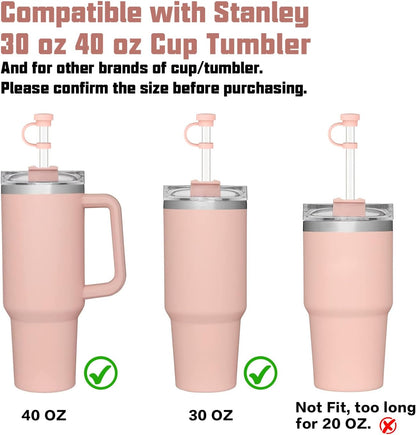 Replacement Straw Compatible with Stanley 40 oz 30 oz Cup Tumbler, 6 Pack Reusable Straw with Cleaning Brush, Plastic, Clear