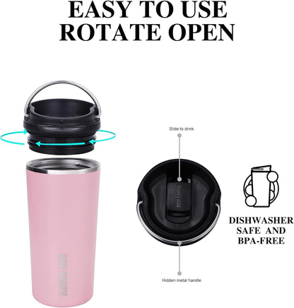 GiNT 17oz Travel Tea Mug with Infuser, 2 Lids. Vacuum Insulated 316 Stainless Steel Coffee Mug. Dishwasher Safe Tea Cup with Strainer for Hot & Cold Brew Coffee. Mothers Day Gifts for Mom (White)