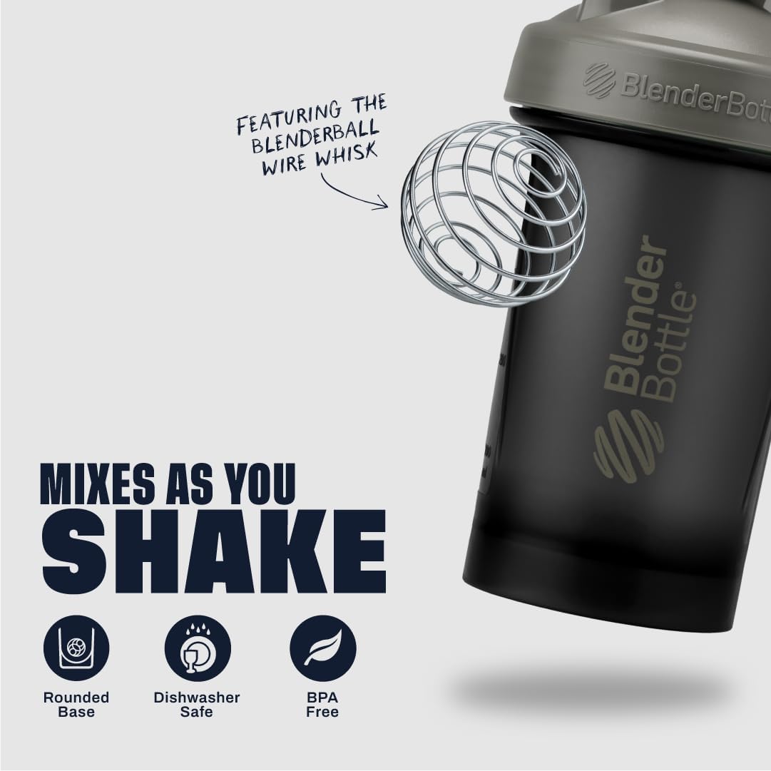 BlenderBottle Classic V2 Shaker Bottle Perfect for Protein Shakes and Pre Workout, 20-Ounce, Clear/Black