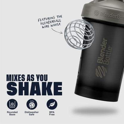 BlenderBottle Classic V2 Shaker Bottle Perfect for Protein Shakes and Pre Workout, 20-Ounce, Clear/Black