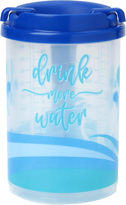 Plum Hill Hospital Cup with Lid and Straw, Large Water Cup with Straw and Handle, Hospital Mugs with Lid and Straw, 20 Oz Blue Medical Water Bottle, Clear Plastic Mug