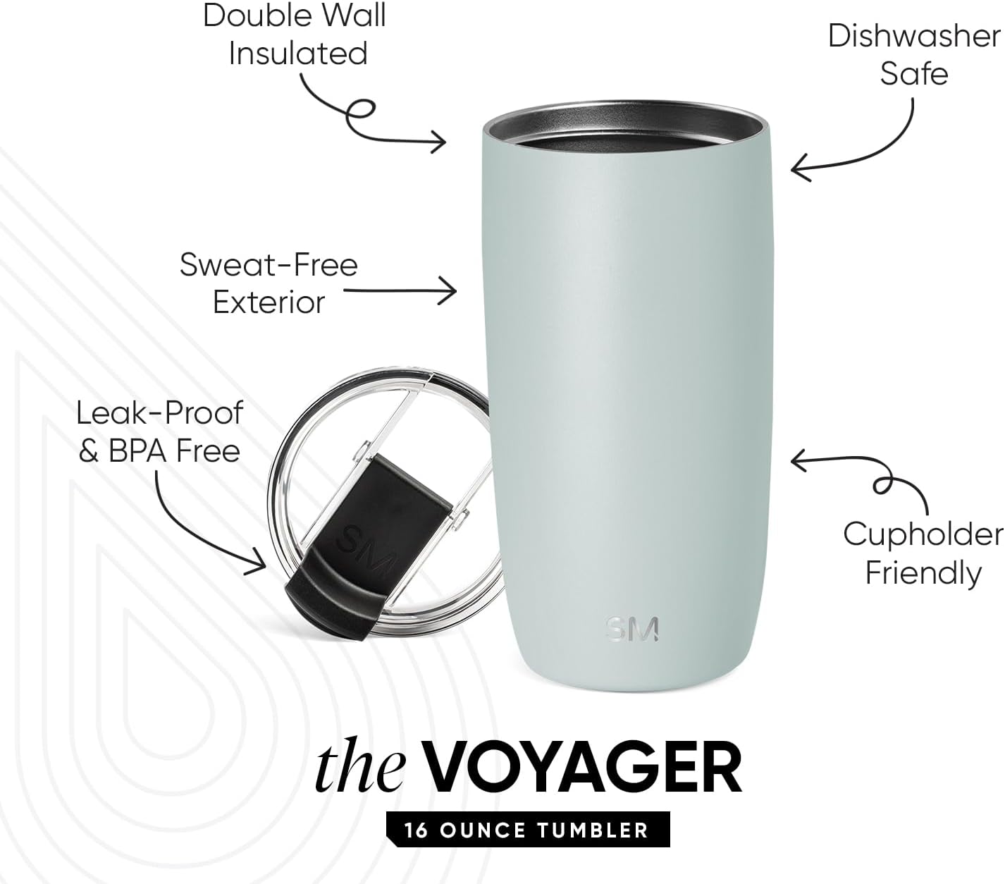 Simple Modern Voyager Tumbler with Flip Lid | Travel Coffee Mug | Insulated Stainless Steel Cold Brew Iced or Hot Coffee Cup | Gifts for Women Men Her Him | 16oz, Almond Birch