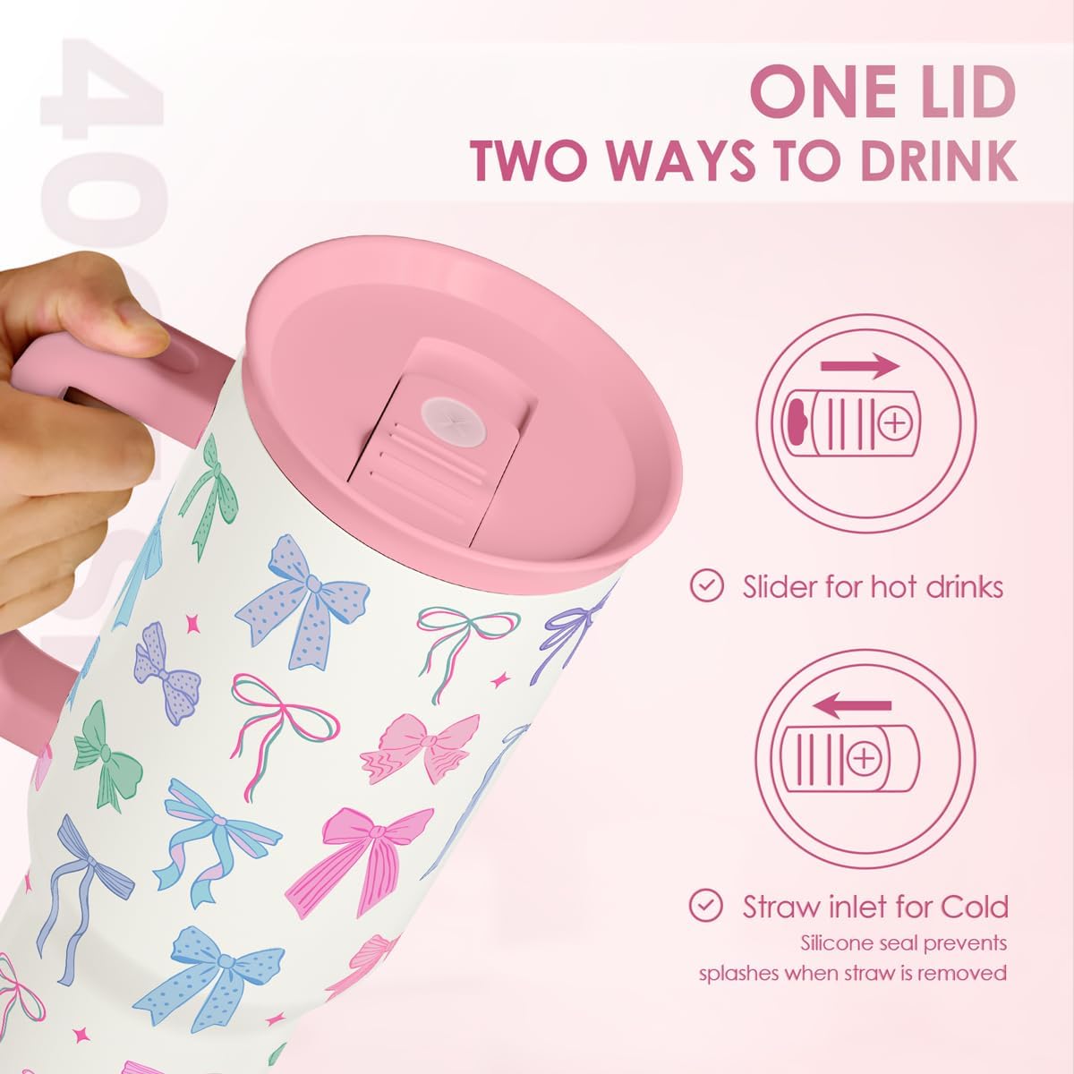 SANDJEST Pickleball 40oz Tumbler With Handle and Straw, Pickleball Queen Insulated Stainless Steel Travel Coffee Mug for Women Girls Players, Gift Idea for Birthday Christmas Mothers Day