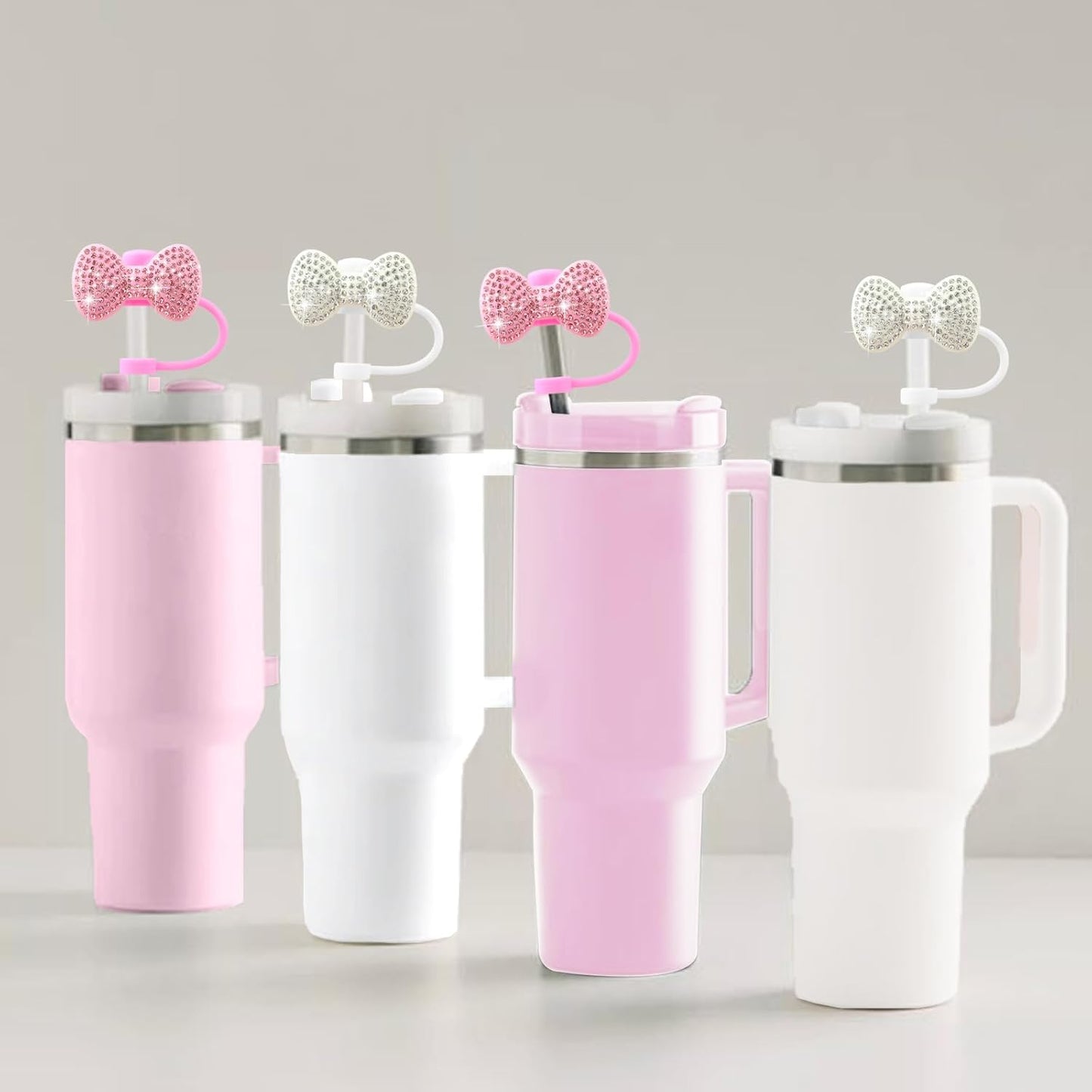 Cute Straw Cover Cap for Stanley Cup Accessories,Bling Straw Toppers for Stanley Tumbler 40&30 oz,Reusable Straws Tips Protectors Compatible with 10mm Straws