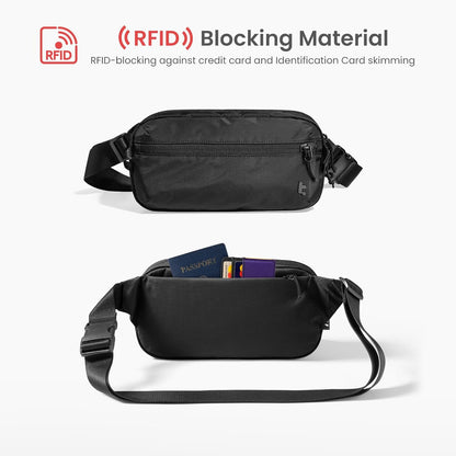tomtoc 3.5L Sling Bag with RFID Blocking, Crossbody Bag Chest Shoulder Pack for Men and Women, Water-resistant Lightweight Casual Waist Fanny Pack for Travel/Daily Use
