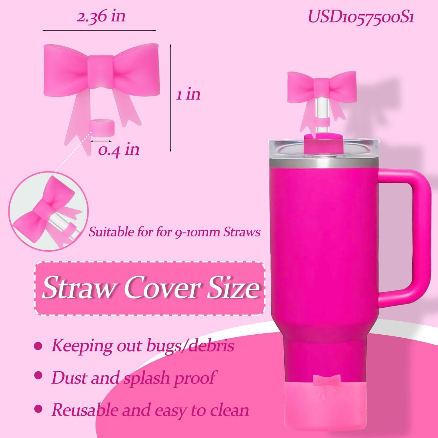 Bow Silicone Protective for Stanley Boot for 20/30/40Oz, 2 Pack for Stanley Cup Accessories Compatible 12-24Oz for Hydroflask Boot and More (Pink Set)