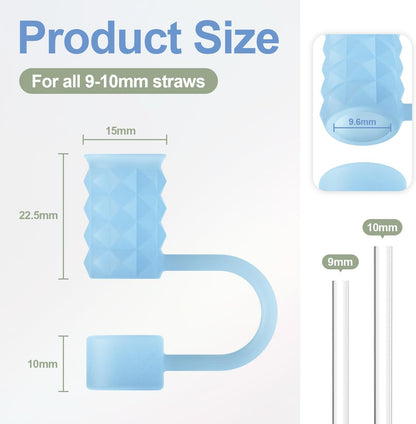 YOTIME 6Pcs Silicone Straw Covers Cap, 0.39in/10mm Straw Toppers Compatible with Stanley Cup 40 & 30 oz, Reusable Dust-Proof Cover Cap for Tumbler with Handle, Starlight