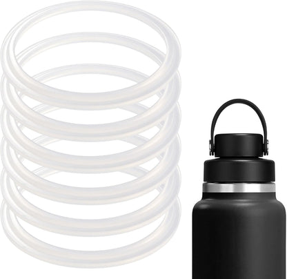 Rubber Gaskets Compatible with Hydro Flask Wide Mouth Lid Cap, Leak-Proof Silicone Seal O-Ring Parts, BPA-Free, 6 Pack