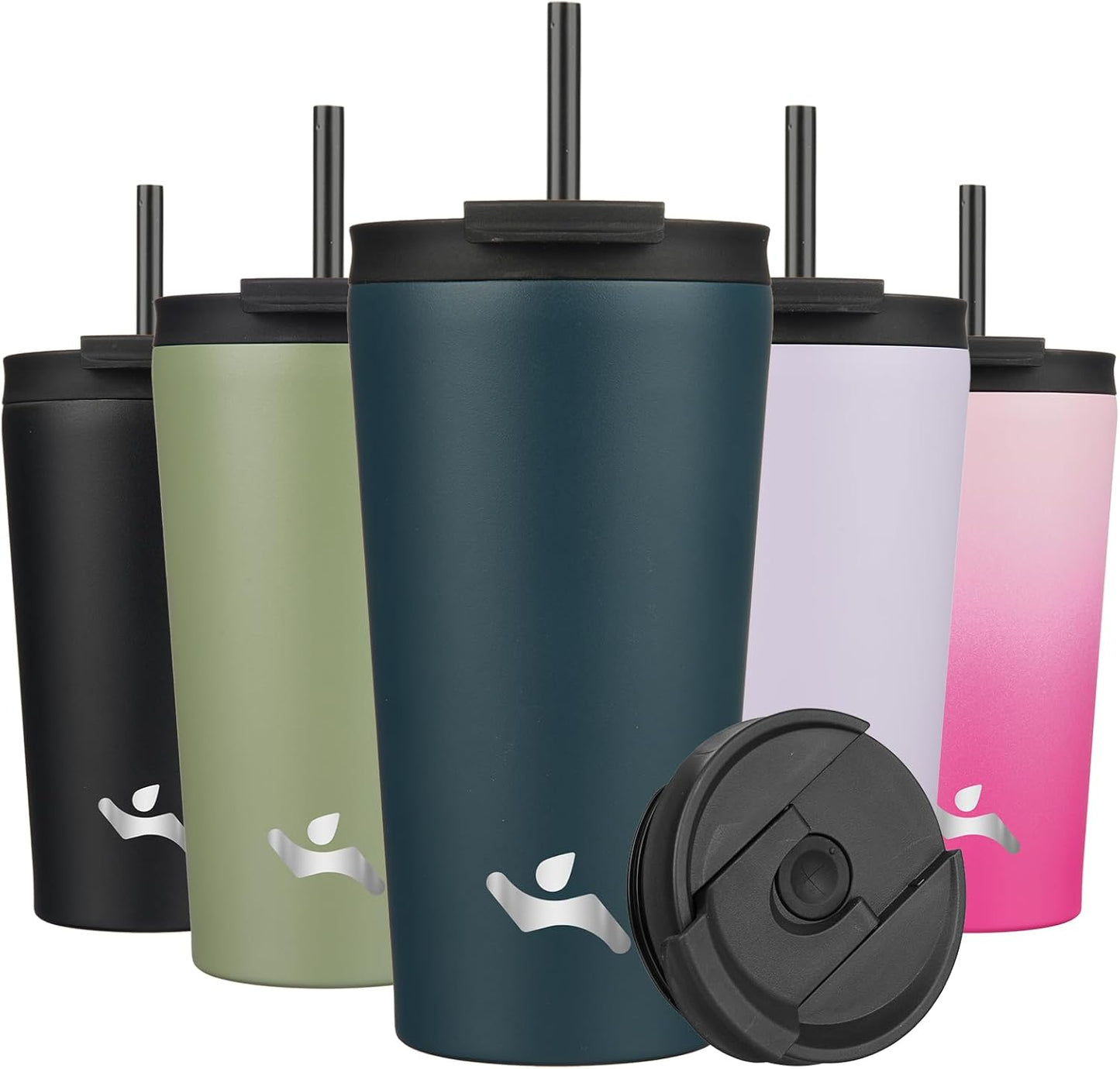 Konokyo 30 OZ Insulated Tumbler with Lid and 2 Straws Stainless Steel Water Bottle Vacuum Travel Mug Coffee Cup,Pastel Sunset
