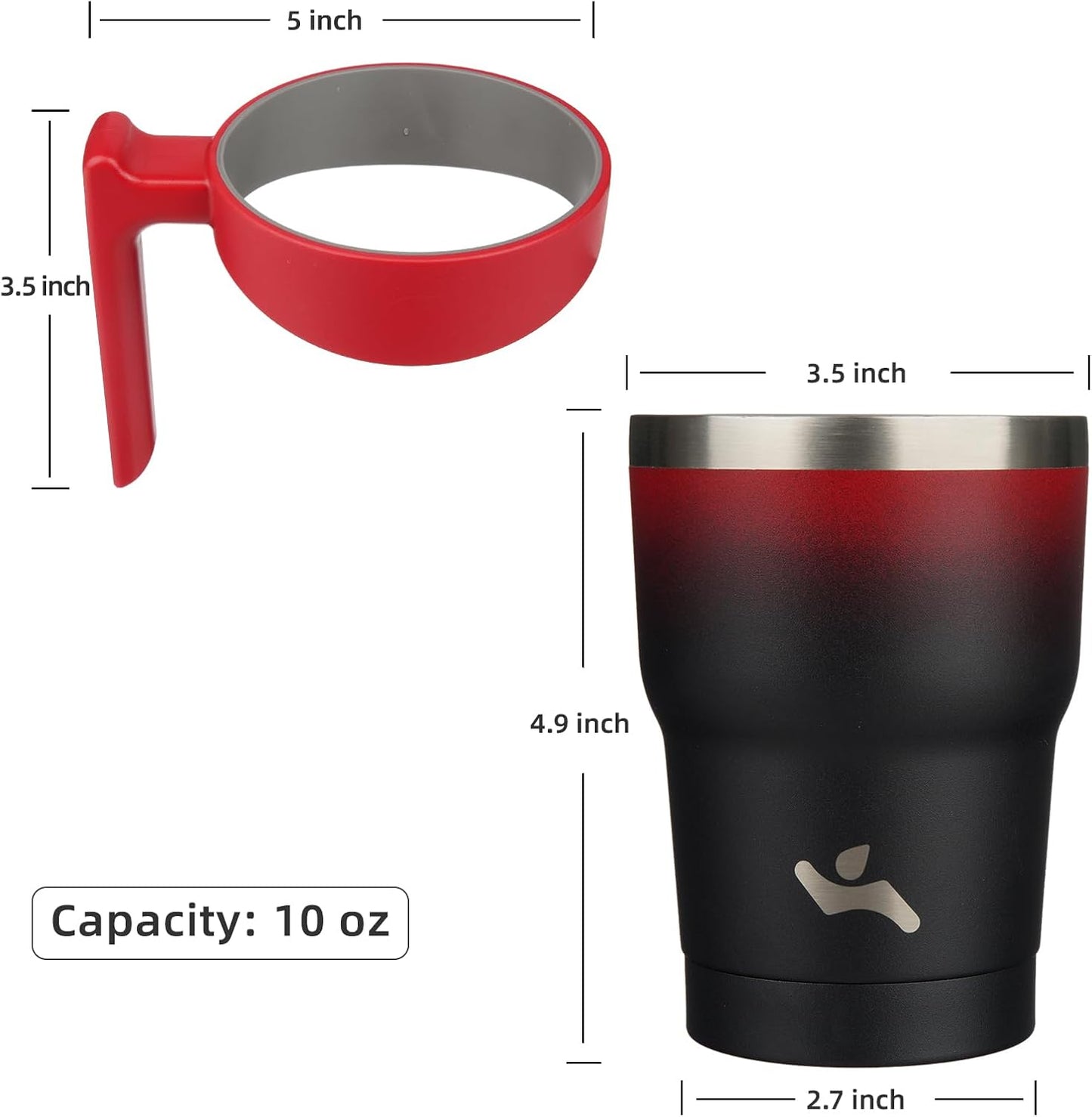 Konokyo 20 oz Tumbler with Handle and 2 Straw 2 Lid, Insulated Water Bottle Stainless Steel Vacuum Cup Reusable Travel Mug,Black