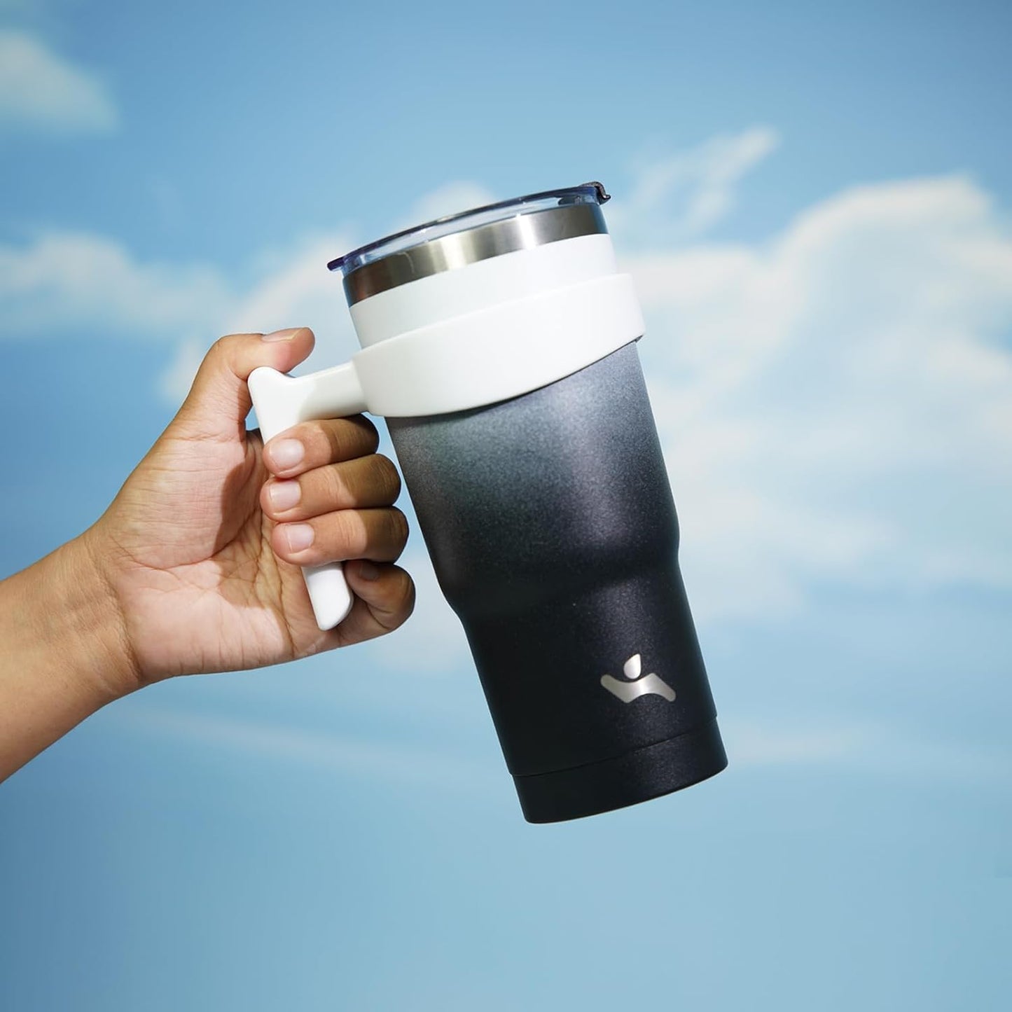 Konokyo 20 oz Tumbler with Handle and 2 Straw 2 Lid, Insulated Water Bottle Stainless Steel Vacuum Cup Reusable Travel Mug,Black