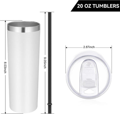 VEGOND Stainless Steel Skinny Tumbler, 20 oz Vacuum Insulated Tumbler with Lid and Straw, Double Wall Coffee Cup, Travel Mug for Cold Hot Drinks, Light Pink 1 Pack