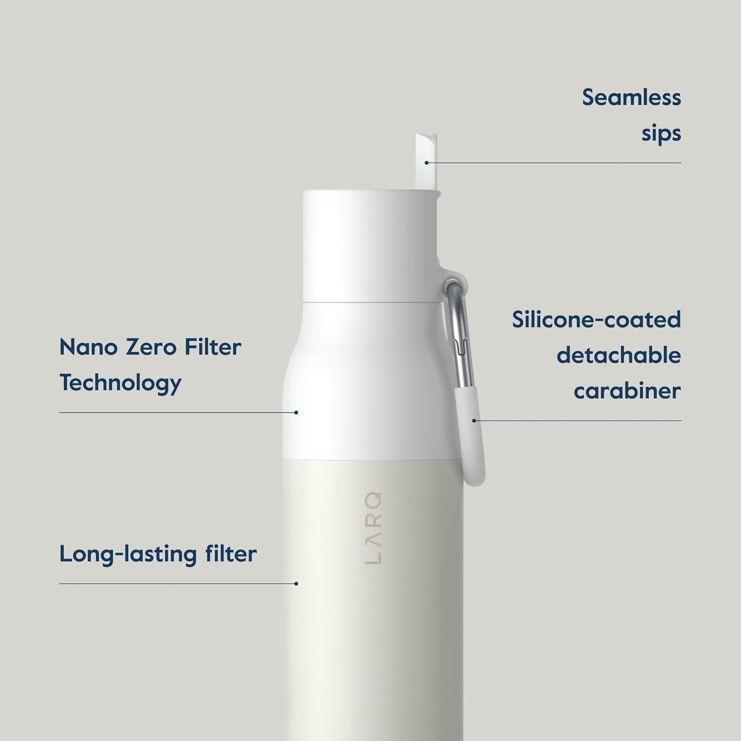 LARQ Bottle Filtered – Insulated Stainless Steel Water Bottle with Filter Straw, Removes Chlorine, PFAS Lead, BPA-Free Leak Proof Flip Top, 24h Cold for Travel Gym Office, 25 oz, Obsidian Black