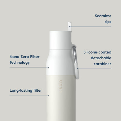 LARQ Bottle Filtered – Insulated Stainless Steel Water Bottle with Filter Straw, Removes Chlorine, PFAS Lead, BPA-Free Leak Proof Flip Top, 24h Cold for Travel Gym Office, 25 oz, Obsidian Black