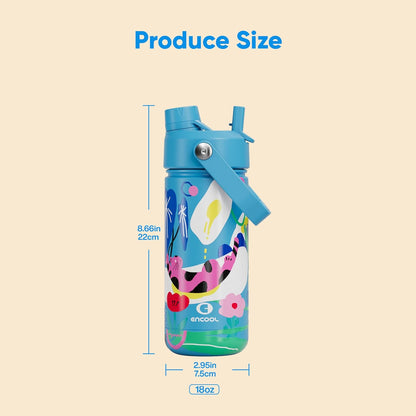 ENCOOL Insulated Water Bottle with Straw Stainless Steel Water Bottle, Leak-Proof, BPA-Free, Double Wall Vacuum Keeps Cold for 24 Hours for Sports, Travel, School (26 oz, Cotton Candy) - Colors B