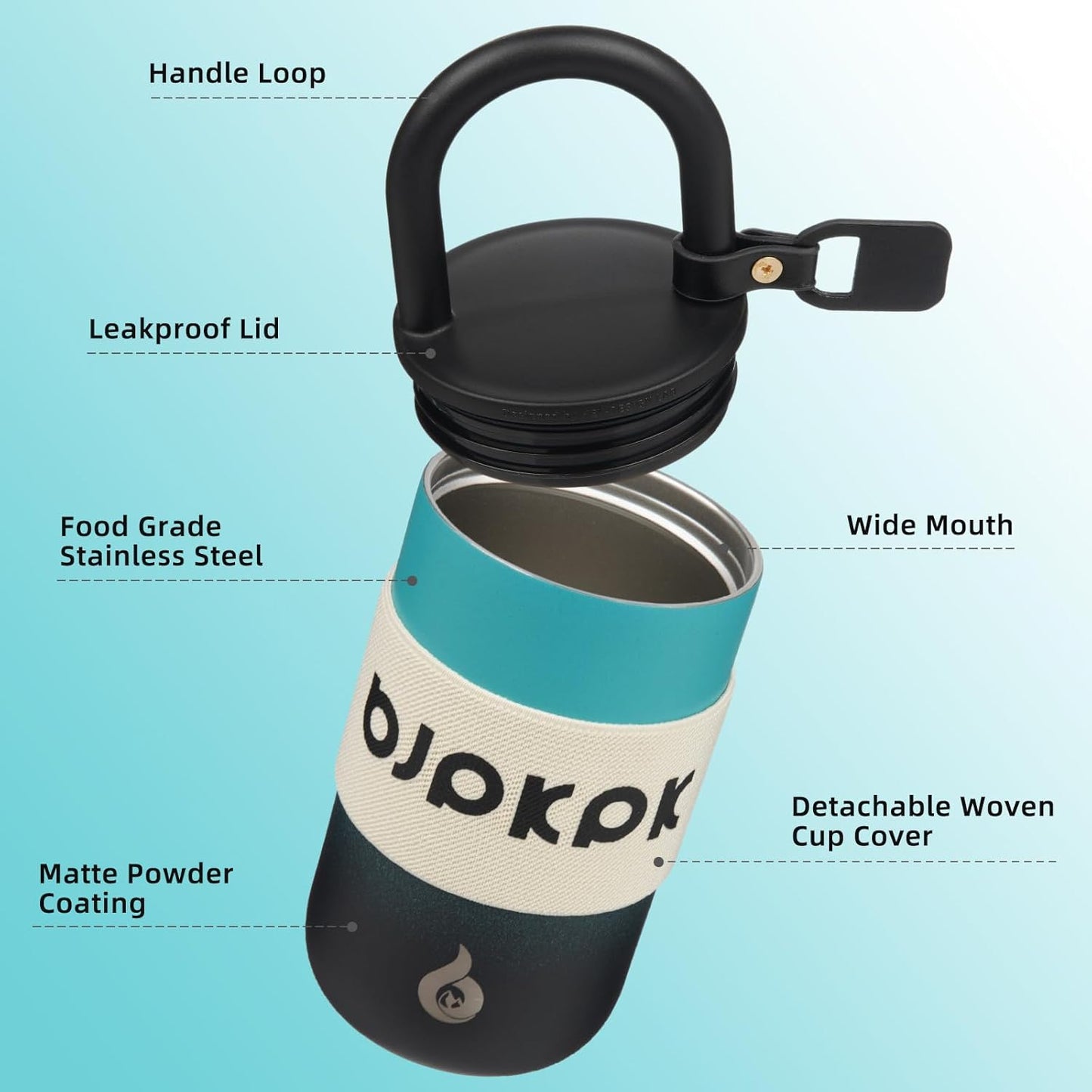 BJPKPK 13oz Insulated Stainless Steel Loop Tumbler With Lid And Handle Travel Coffee Mug Thermal Cup,Latte