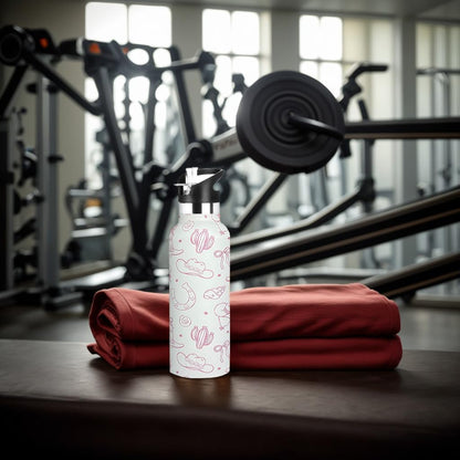 Pickleball Sport Water Bottle with Straw, Vacuum Insulated Stainless Steel Thermal Drinking Travel Mug Cups For Gym Fitness Camping-20oz/600ml
