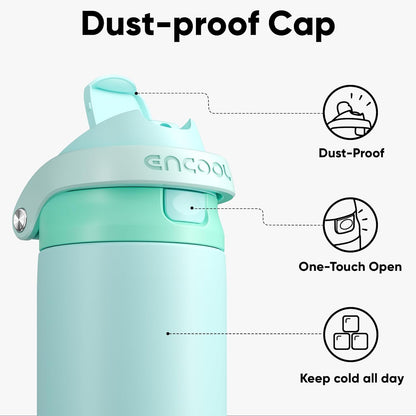 ENCOOL Leakproof Insulated Water Bottle with Straw Dual-Sip Water Bottle Bag-Safe Design for Work, Commute & Gym – Keeps Drinks Cold All Day, 24 oz, Lemonade Pink - Colors B