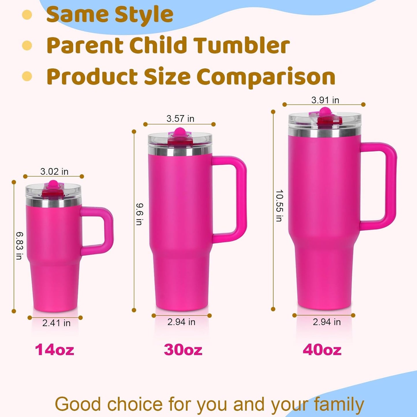 14 oz Tumbler for kids with Detachable Flip Straw Lid and handle, 100% Leak Proof 14 oz mini cup, Stainless Steel Vacuum Insulated Tumbler, Wide Mouth Easy to Clean, Keep Cold or Hot (Pink)