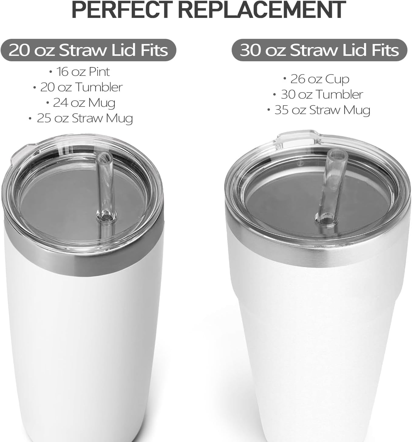 LUCEMILL 30 oz Tumbler Lid, Replacement Straw Lids for YETI Rambler 26 oz Cup 30 oz Tumbler, 35 oz Straw Mug, Spill Proof Covers