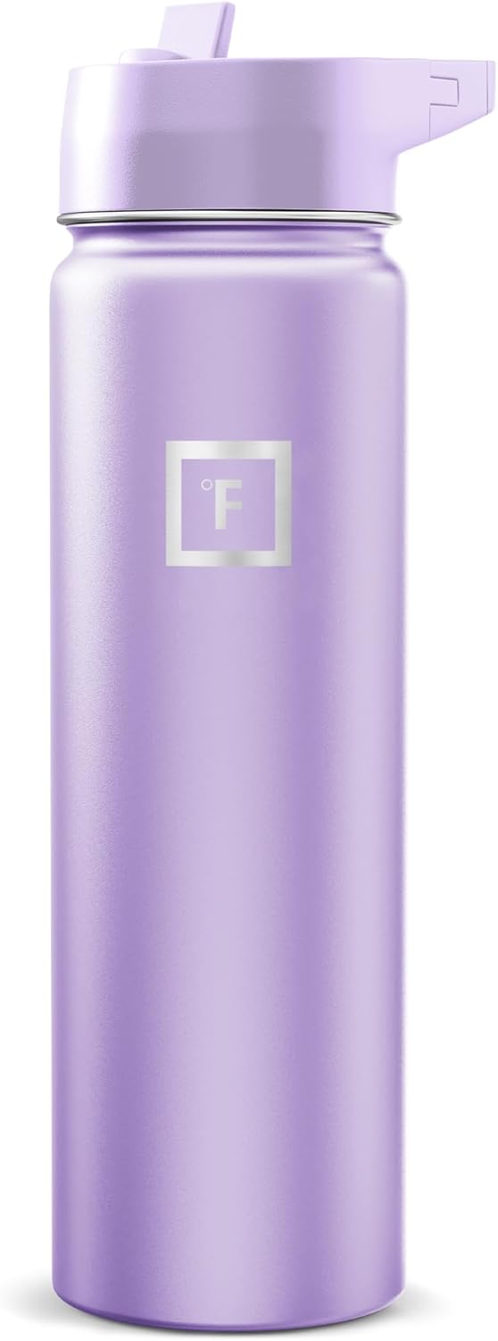 IRON °FLASK Camping & Hiking Hydration Flask with Straw, Wide Mouth Insulated Stainless Steel Sports Water Bottle - 22 oz Aurora