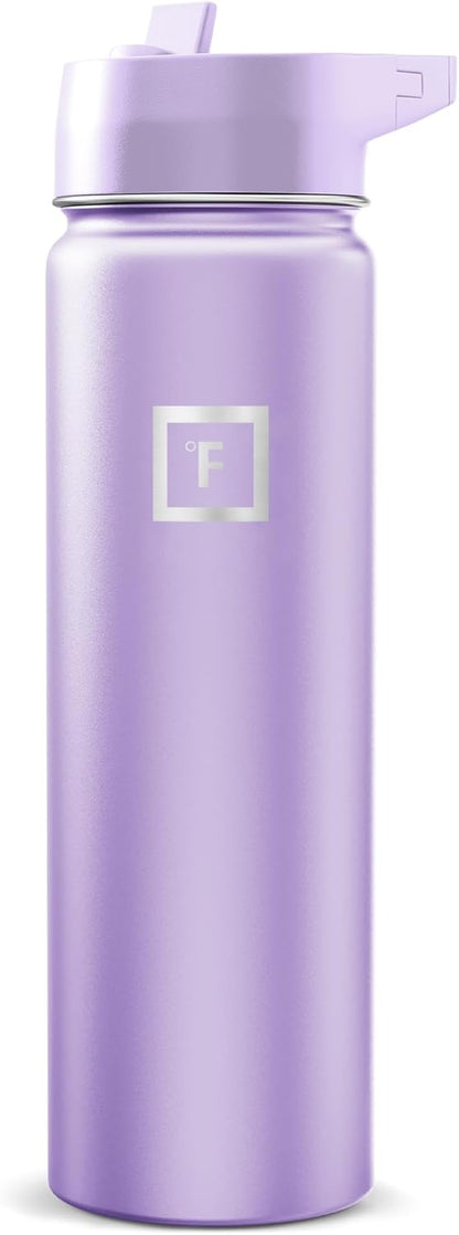 IRON °FLASK Camping & Hiking Hydration Flask with Straw, Wide Mouth Insulated Stainless Steel Sports Water Bottle - 22 oz Aurora