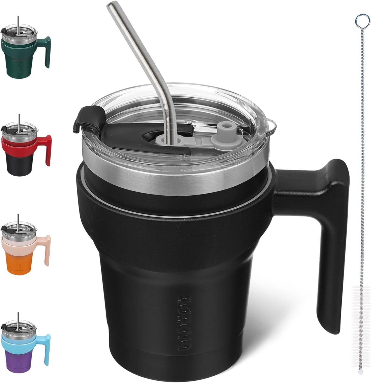 BJPKPK Tumbler With Handle And Straw Lid 40 oz Stainless Steel Insulated Coffee Tumbler Cups For Home, Office or Car,Turquoise