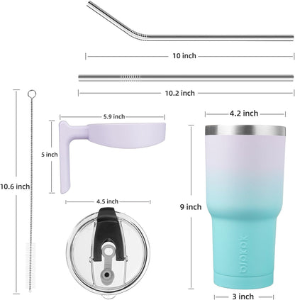 BJPKPK Tumbler With Handle And Straw Lid 40 oz Stainless Steel Insulated Coffee Tumbler Cups For Home, Office or Car,Turquoise