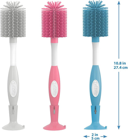 Dr. Brown's Silicone Cleaning Brush Set with Bottle, Spout, and Straw Brush, 3 Brushes to Clean Baby Bottles, Spouts, Nipples, and Straws, BPA Free – 3-Pack