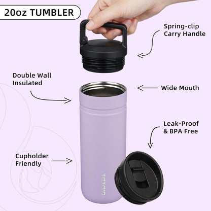 BJPKPK Insulated Water Bottle with 2 Lids,20 oz Double Wall Stainless Steel Vacuum Tumbler Travel Coffee Mug,Wide Mouth Thermal Cup,Haze Blue