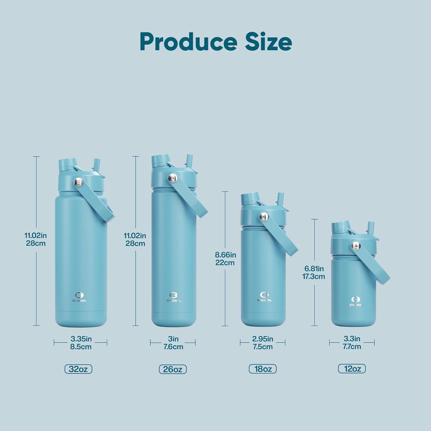 ENCOOL Insulated Water Bottle with Straw Stainless Steel Water Bottle, Leak-Proof, BPA-Free, Double Wall Vacuum Keeps Cold for 24 Hours for Sports, Travel, School (26 oz, Cotton Candy) - Colors B