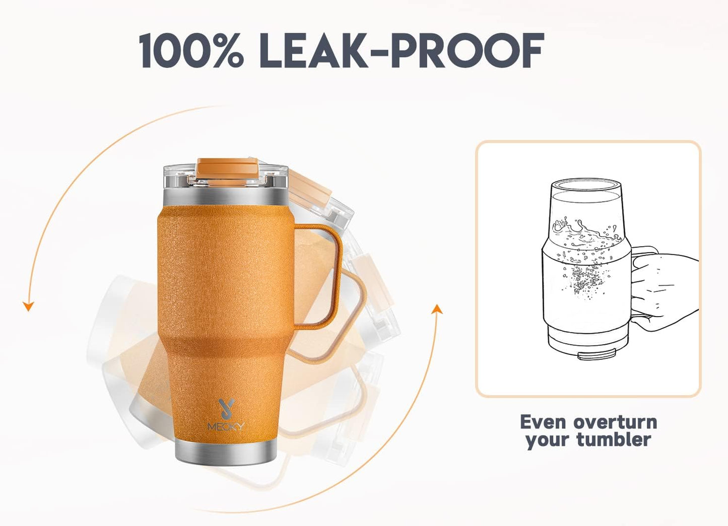 Meoky 32oz Tumbler with Handle, Stainless Steel Travel Mug with 2-in-1 Straw and Sip Lid, Vacuum Insulated Coffee Mug, 100% Leak Proof, Keeps Cold for 24 Hours or Hot for 8 Hours (Sky)