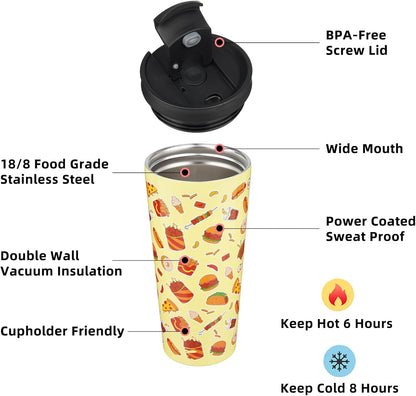 BJPKPK 22oz Insulated Tumbler With lid And Straw Stainless Steel Tumblers Travel Coffee Mug Reusable Thermal Cup,Sky