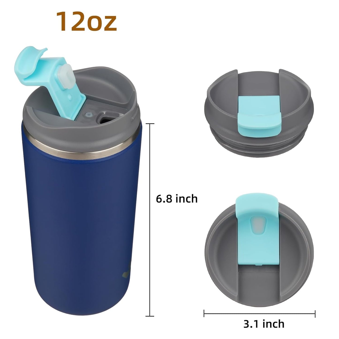 Konokyo Tumbler with Lid, 16 oz Travel Coffee Mug Double Wall Vacuum Stainless Steel Thermal Metal Cup Insulated Water Bottle,Navy Blue