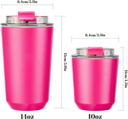 Puraville Insulated Tumblers with Lid, 14 oz Travel Coffee Mug Stainless Steel Vacuum Cup, Leak Proof Reusable Double Walled Coffee Tumbler for Iced and Hot Drinks, Cream