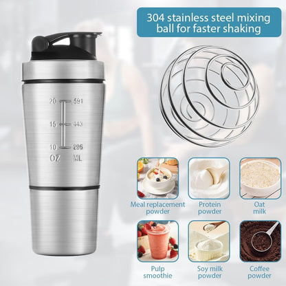 AOOWU Stainless Steel Shaker Bottle with Wire Whisk Ball 900ml, Leak Proof Metal Shaker Bottles for Protein Mixes, Supplement Protein Shake Cup, Water Bottle Portable Pre Workout Gym Sports