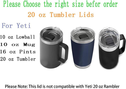 30 oz Tumbler Lids for Yeti, 2 Pcs Replacement Magnetic Spill-Resistant Lids for Yeti 30 oz, 32 oz Tumbler, 14 oz Mug and 35oz Straw Mug with Magnetic Slider Switch, BPA Free