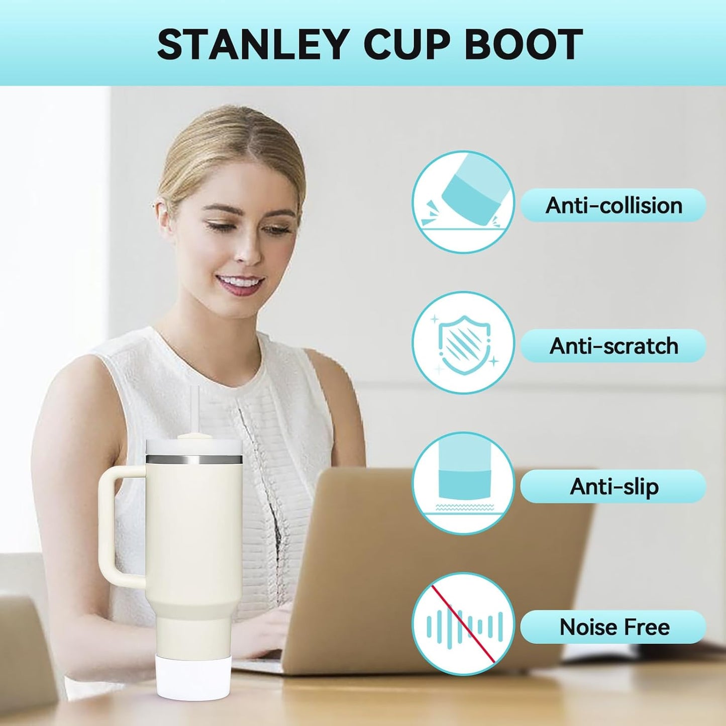 PICcircuit 2PCS for Stanley Boot, Silicone Bottom for Quencher Adventure 40oz 30oz IceFlow 20oz 30oz Bottle&for Hydroflask Tumbler 12-24oz for Stanley Cup Accessories Avoid Scratches&Noise