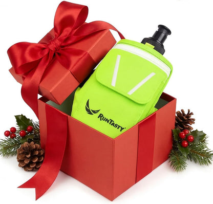 2-in-1 Running Fun: Handheld 12 Oz Water Bottle & Running Belt Add-On. No-Grip Design Straps on Hand & Slides on Belt. Waterproof Pocket for Money, Keys. Maximize Time, Freedom & Health