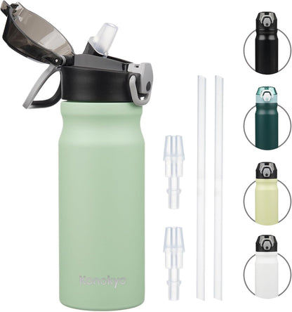 Konokyo 18 oz Insulated Water Bottle with Straw Lid, Stainless Steel Vacuum Sports Water Bottle, Leak-Proof Reusable Metal Flask with Carry Loop, BPA-Free Travel Bottle for Gym, School, Office