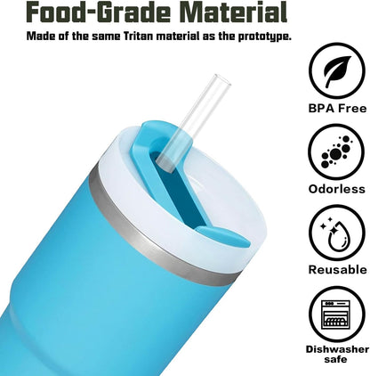 Replacement Straw Compatible with Stanley 40 oz 30 oz Cup Tumbler, 6 Pack Reusable Straw with Cleaning Brush, Plastic, Clear