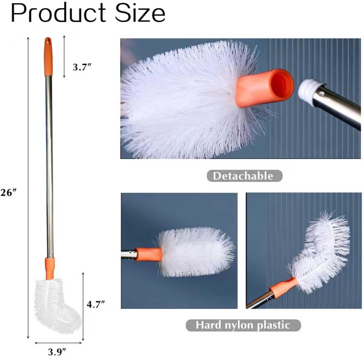 2-Pack Bucket Brush, Kettle Brush, Cleaning Extra Long Bottles, Gallon Jug Cleaner, Water Bottle Cleaner, Stainless Steel，Multi-Scenario
