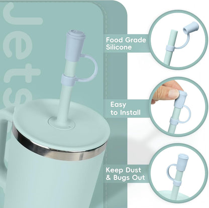 Jetstop Straw Cover Cap for Hydro flask tumblers - Dust Proof 10mm Silicone Stoppers compatible with Hydroflask Press-in Straw Lid